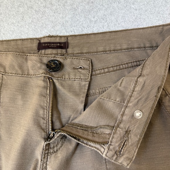 Christopher Blue Cargo‎ Capri Pants Stretch Utility Pockets Brown Boho Size 10 - Picture 4 of 15